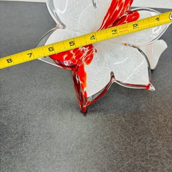 VTG MURANO Art Glass Flower Decor Art Orange & White Spiral Stem Hand blown - Picture 2 of 8